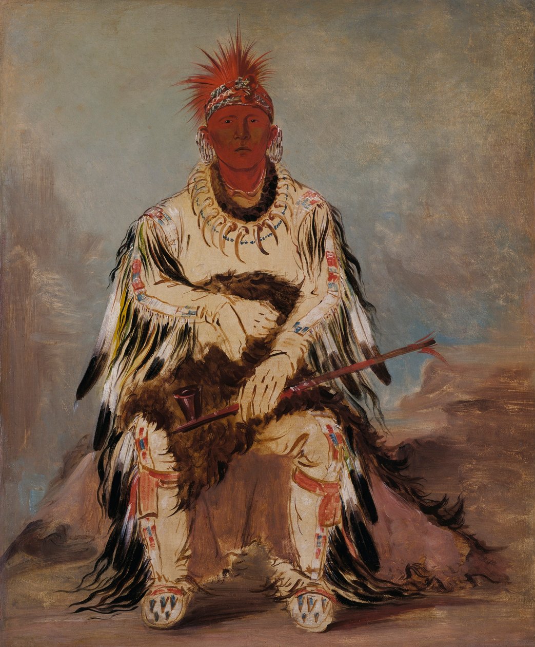 No-wáy-ke-súg-gah, celui qui frappe deux fois en même temps, un brave - George Catlin