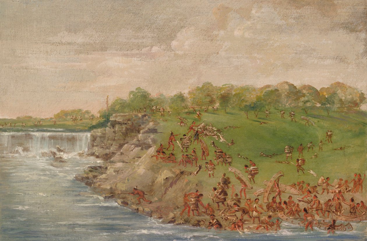 Portage Ojibwa autour des chutes de St. Anthony - George Catlin