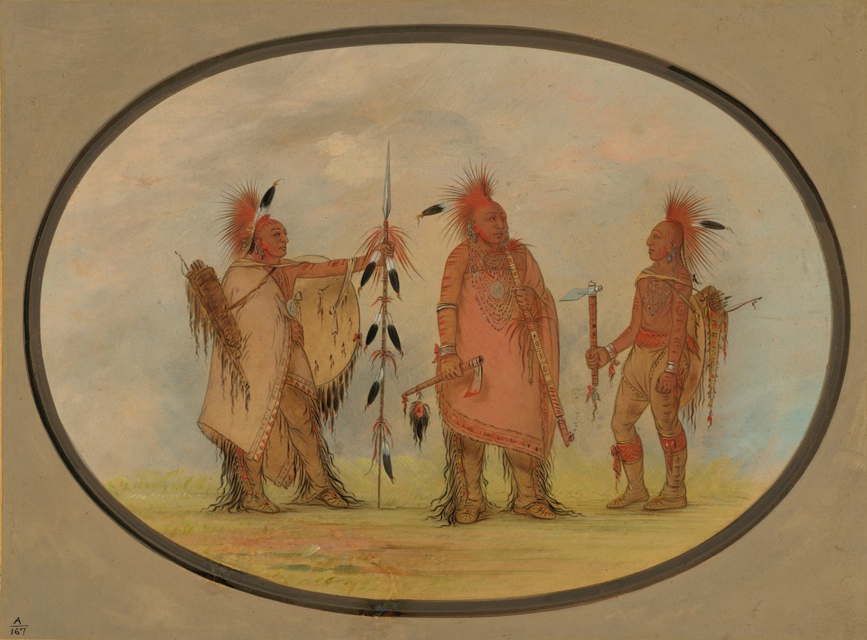 Chef Osage avec deux guerriers - George Catlin
