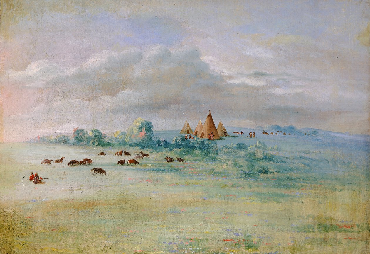 Village sioux, lac Calhoun, près de Fort Snelling - George Catlin
