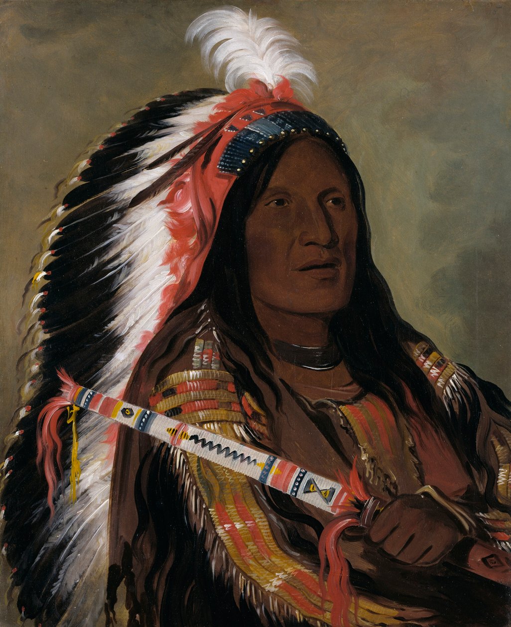 Táh-téck-a-da-háir, Steep Wind, un brave de la Bad Arrow Points Band - George Catlin