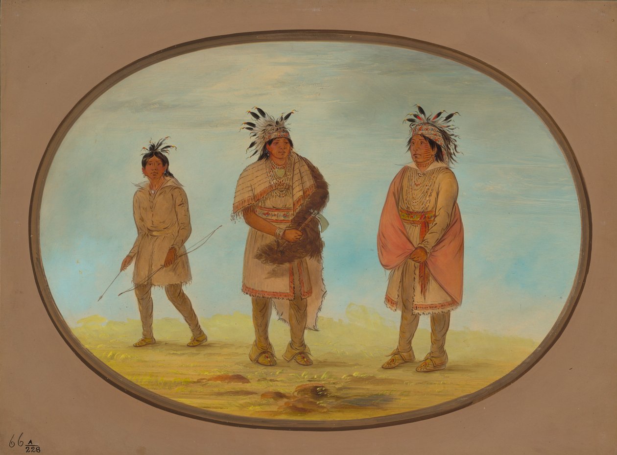 Deux guerriers Weeah et une femme, 1861-1869 - George Catlin
