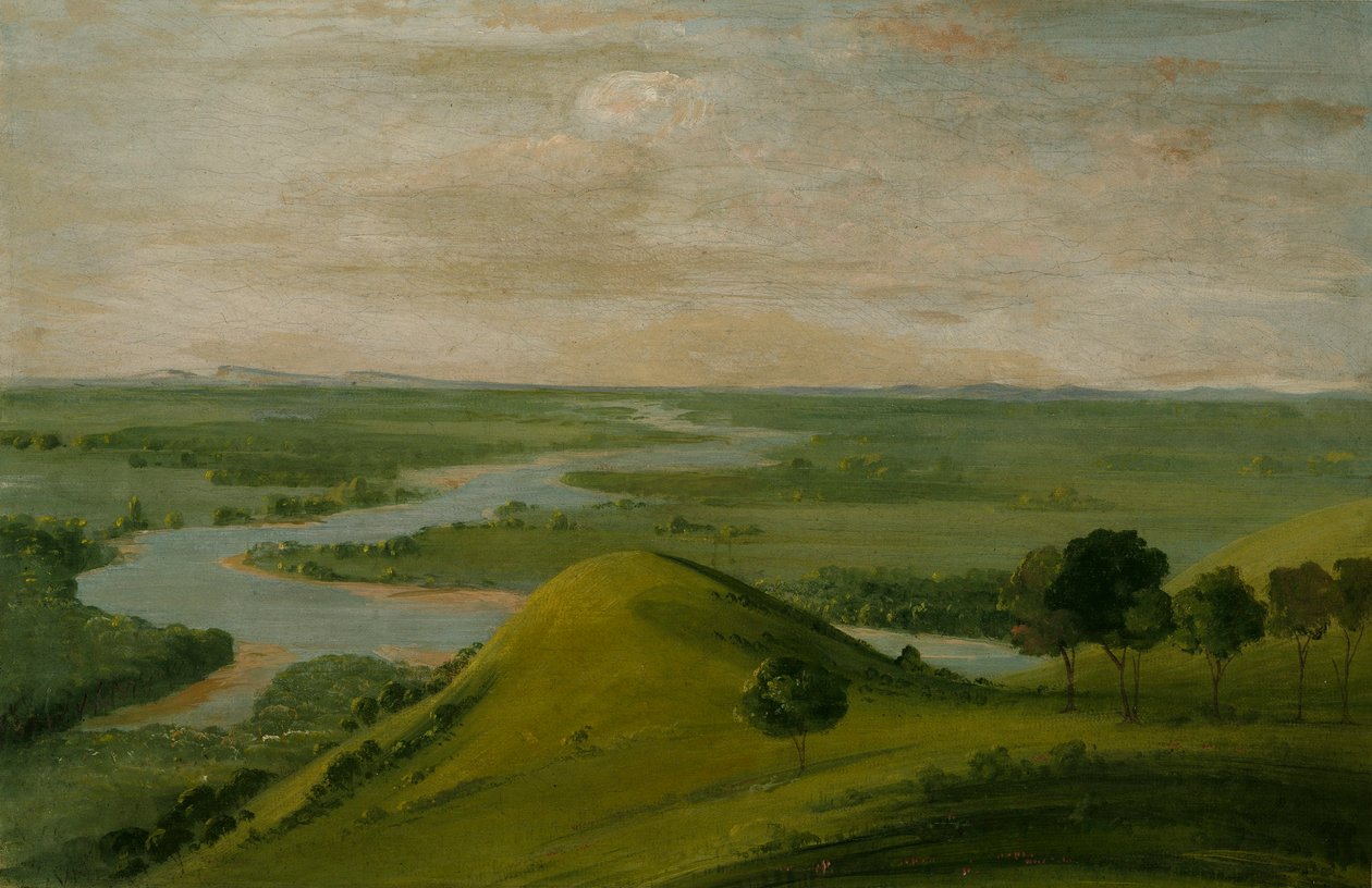 Vue de la jonction de la Red River et de la False Washita, au Texas - George Catlin