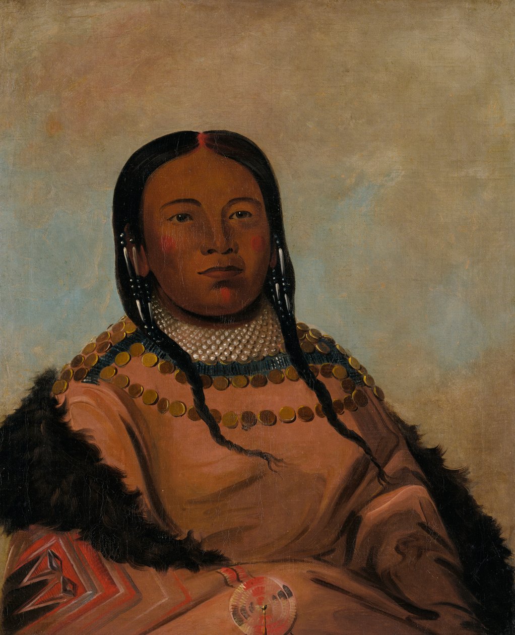 Wi-lóoh-tah-eeh-tcháh-ta-máh-nee, Chose rouge qui touche en marchant, fille de Black Rock, 1832 - George Catlin