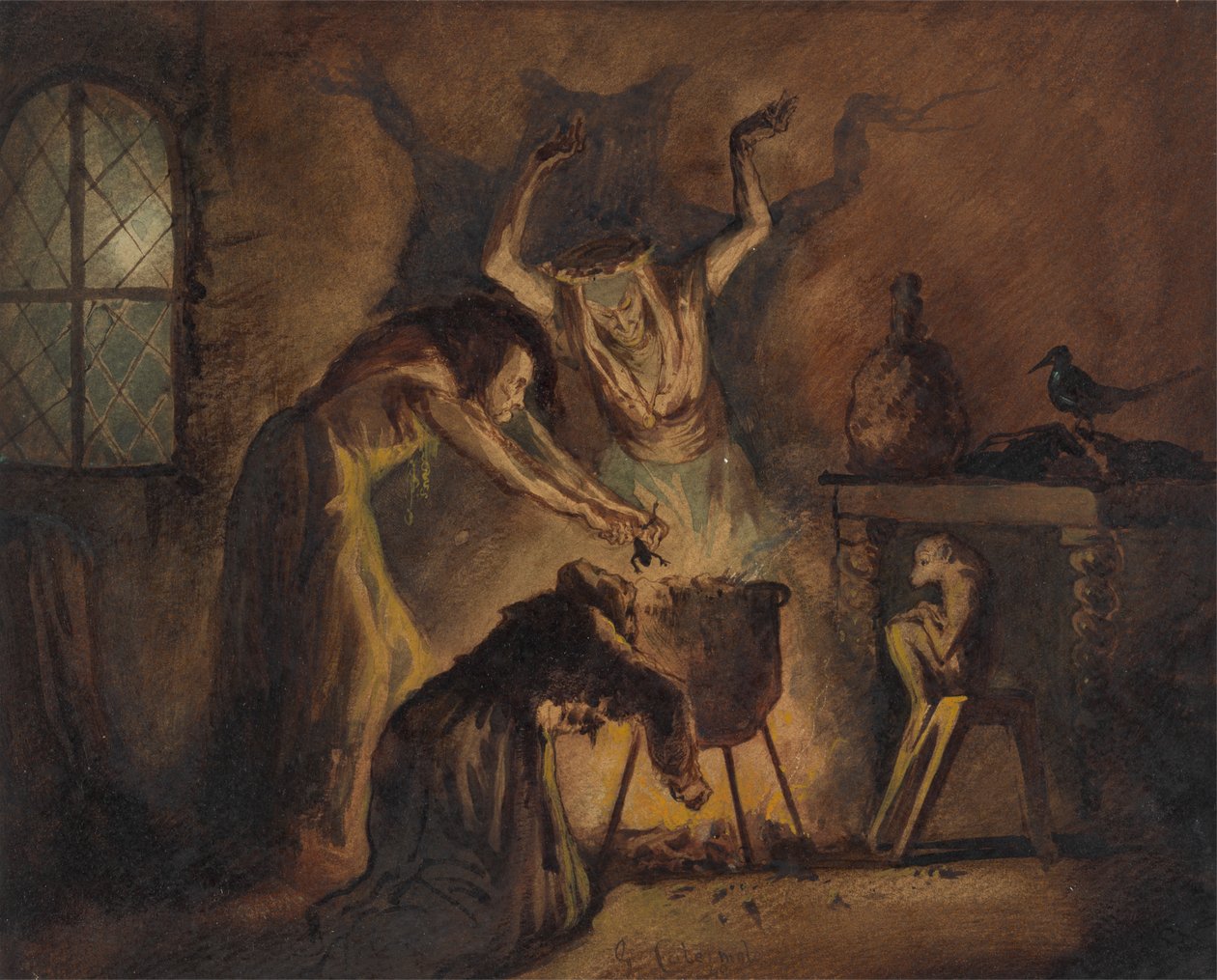 Scène des trois sorcières de Macbeth de Shakespeare - George Cattermole