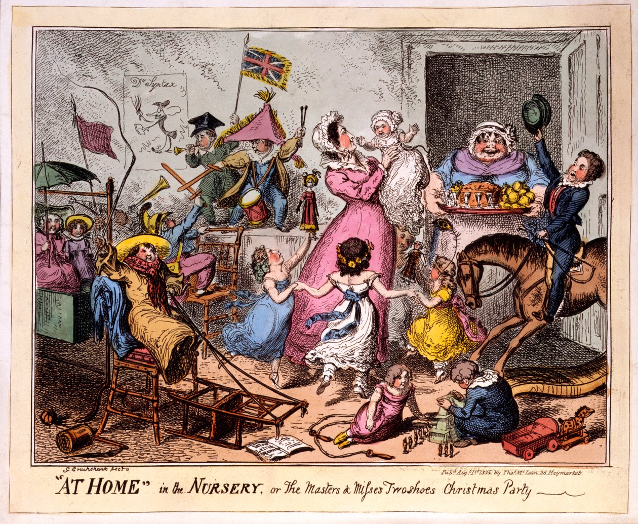 À la maison dans la nurserie, ou la fête de Noël des maîtres et demoiselles deux chaussures, 1835 - George Cruikshank
