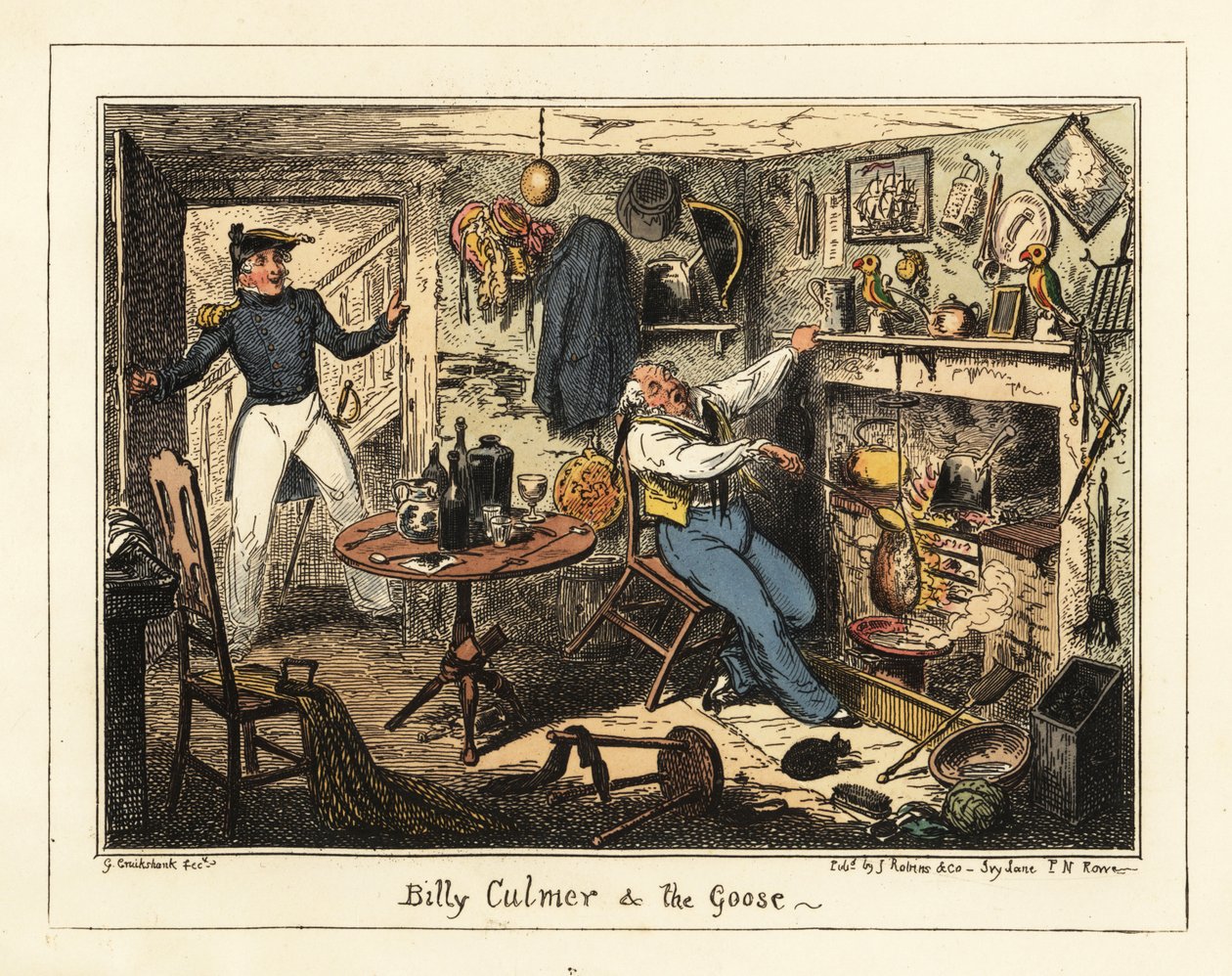 Un lieutenant de marine appelle un vieux midshipman au devoir, 1826 - George Cruikshank