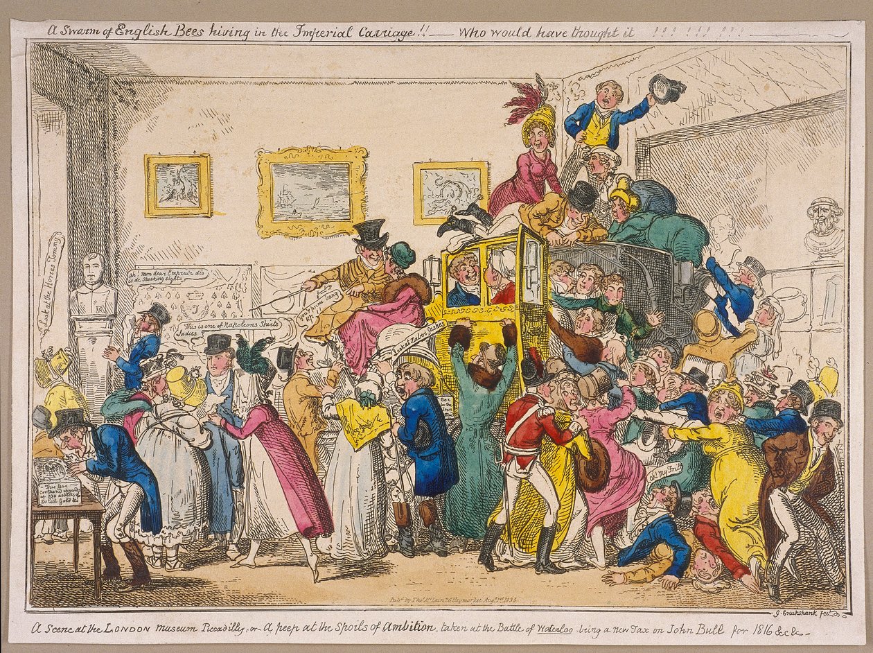 Carrosse de Bonaparte exposé au Musée de Bullock, Piccadilly, Westminster, Londres - George Cruikshank