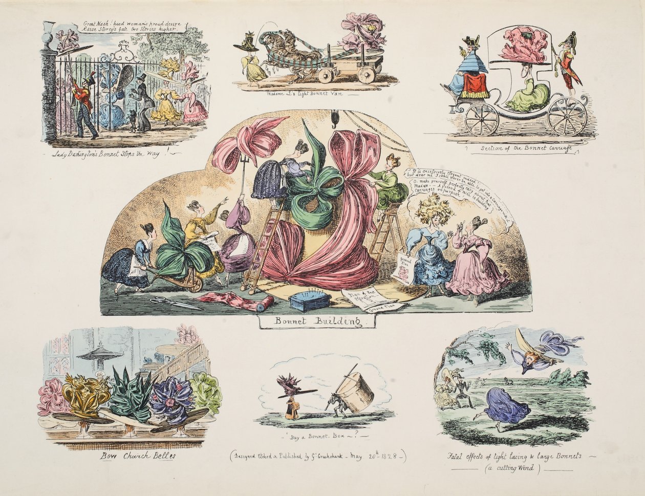 Bonnet Building, pub. 1828 - George Cruikshank