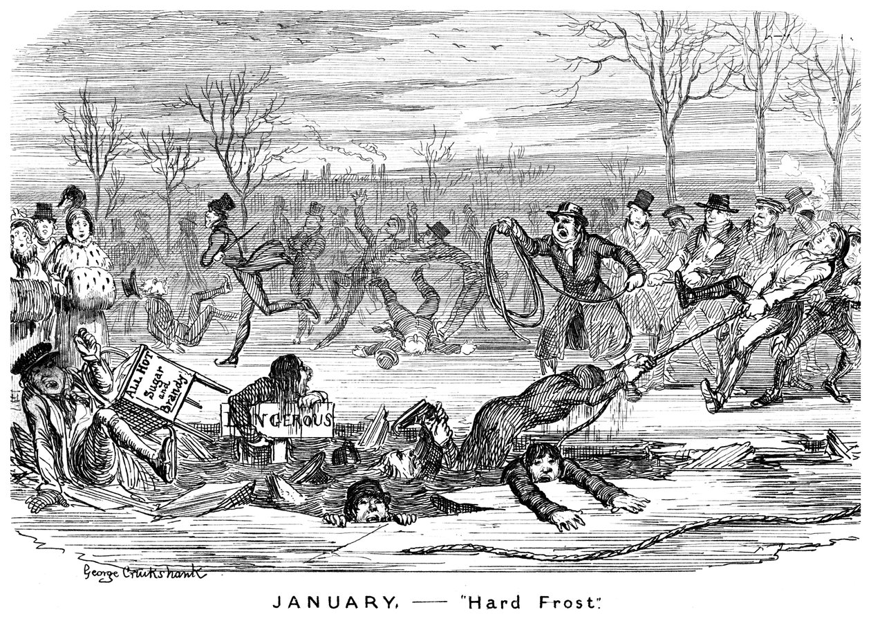 Janvier - Grosse gelée, 19e siècle - George Cruikshank