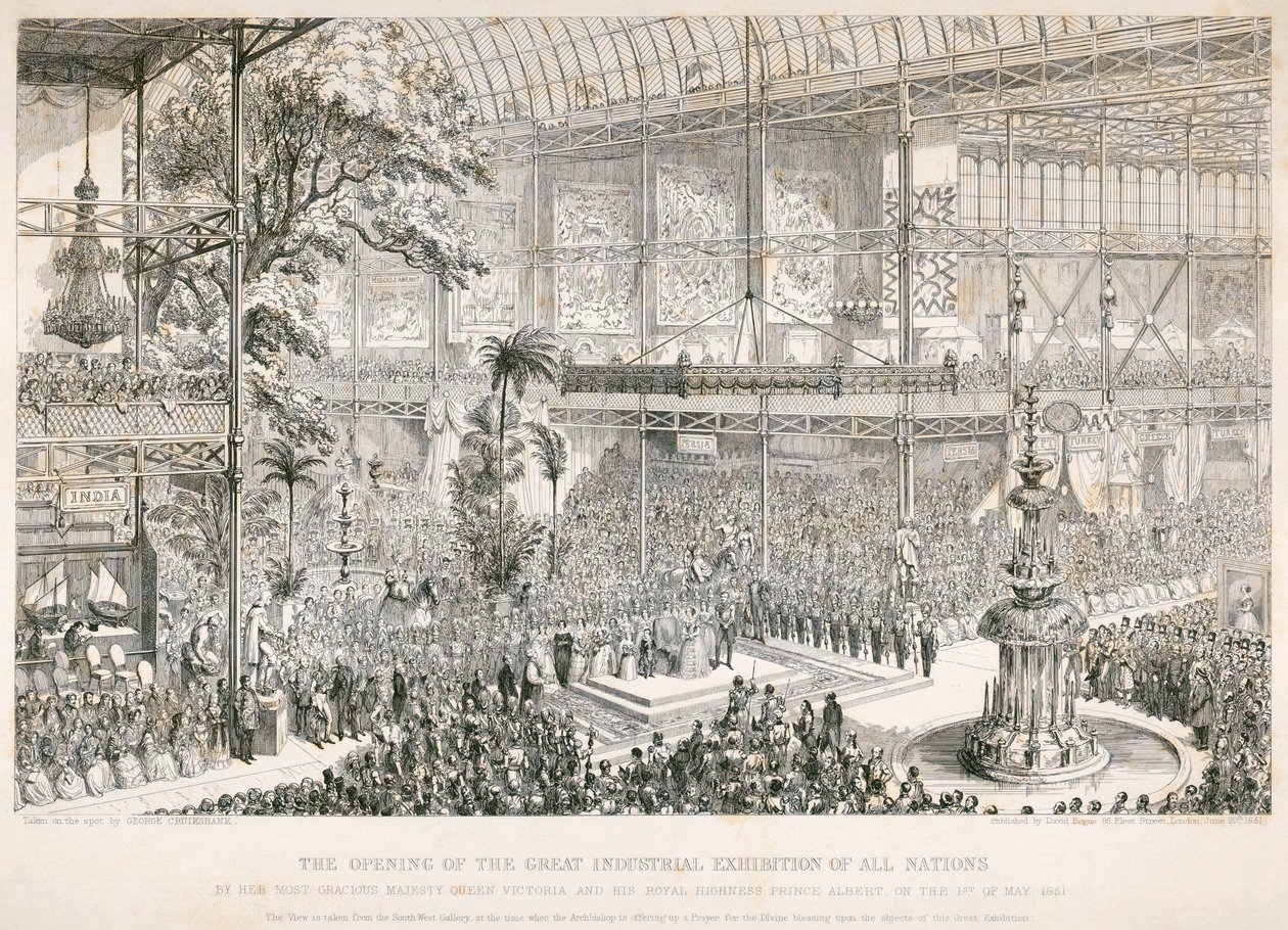 Ouverture de la Grande Exposition, Crystal Palace, Hyde Park, Londres, 1851 - George Cruikshank