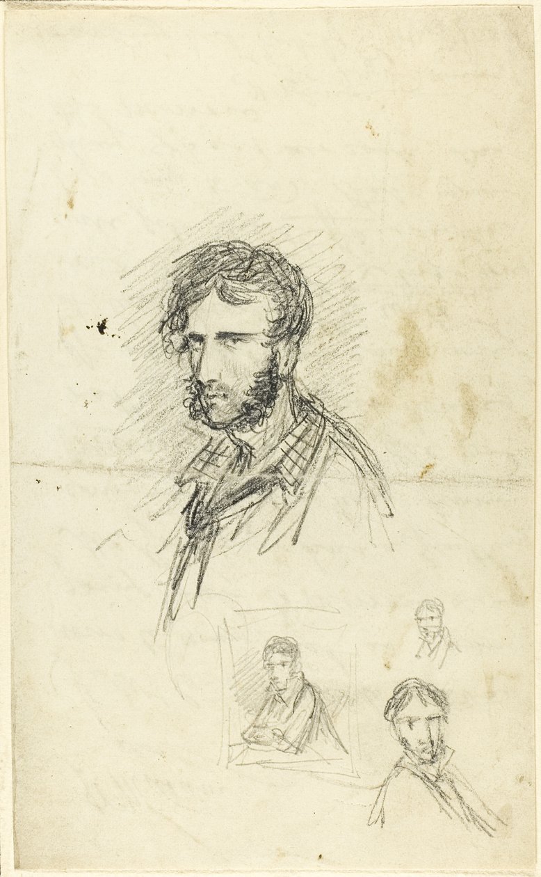 Autoportrait avec trois croquis - George Cruikshank