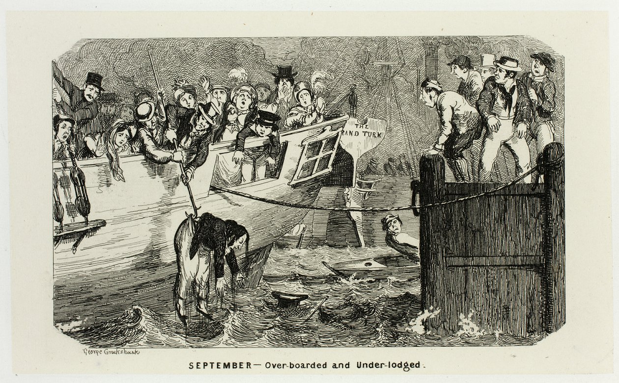 Septembre - Sur-embarquement et sous-embarquement, des gravures sur acier de George Cruikshank aux Almanachs comiques : 1835-1853 - George Cruikshank