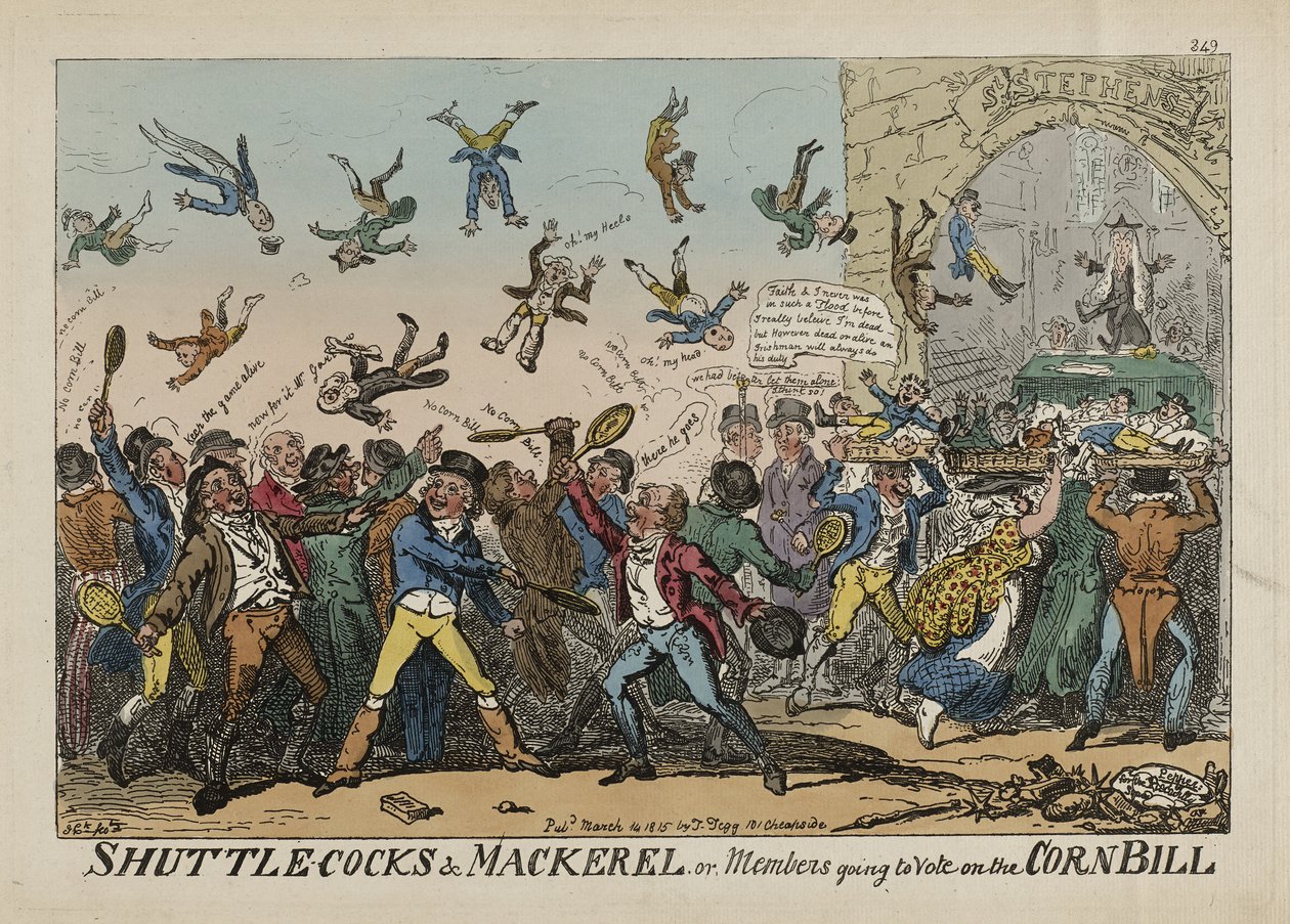 Volants et maquereaux, ou membres allant voter sur la loi sur le maïs, 14 mars - George Cruikshank