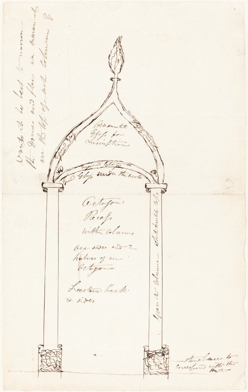 Croquis de Recoin Octogonal avec Colonnes - George Cruikshank