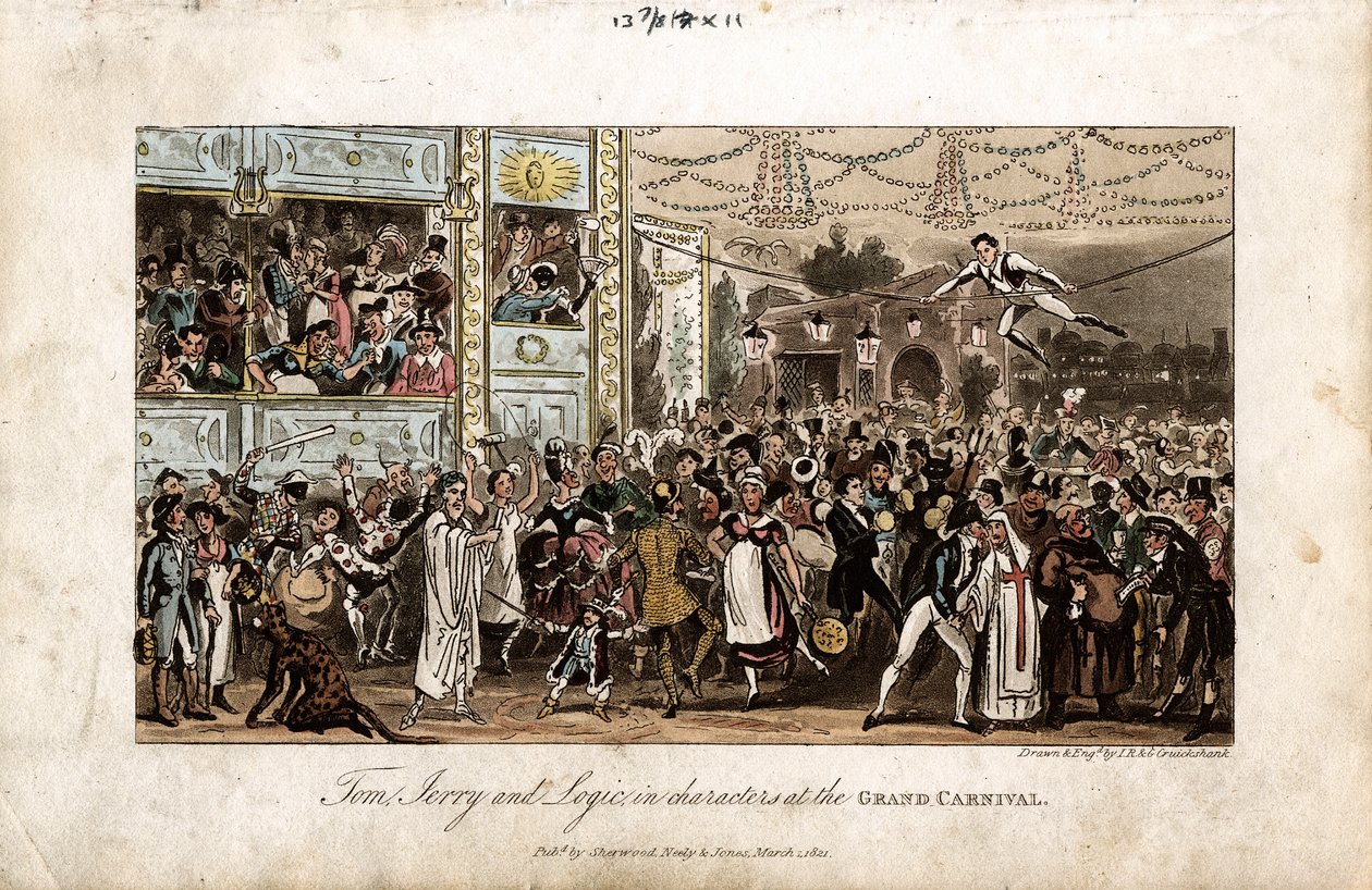 Tom, Jerry et Logic au Grand Carnaval, 1821 - George Cruikshank