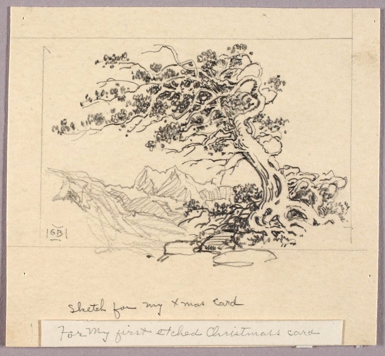 Esquisse pour une carte de Noël (Windswept Pine [no. 1]) - George Elbert Burr