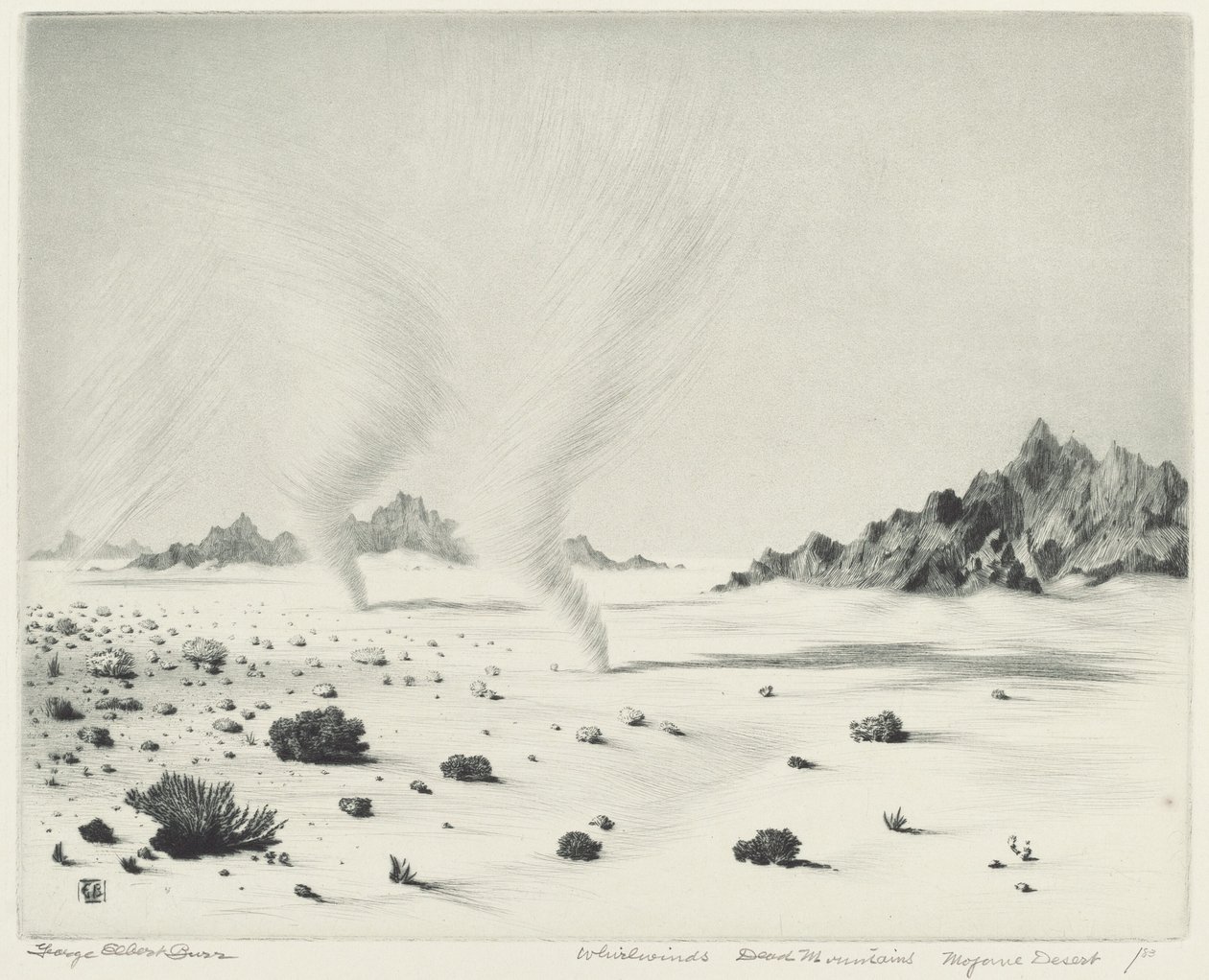 Tourbillons, montagnes mortes, désert de Mojave, Californie - George Elbert Burr