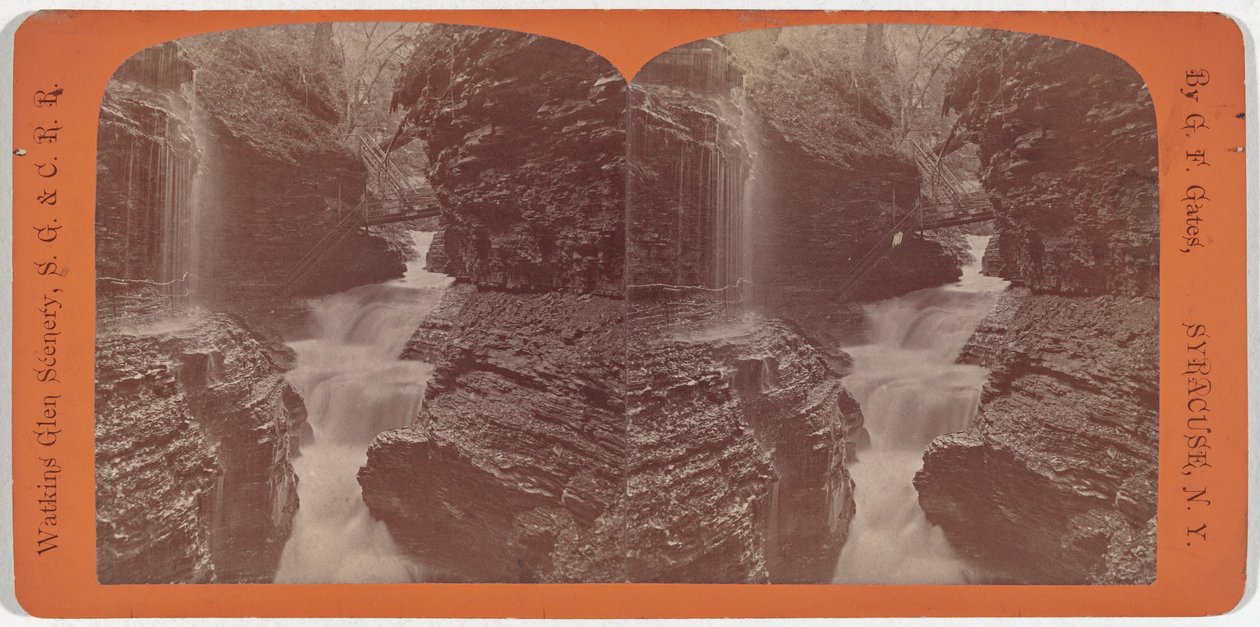 Paysage de Watkins Glen, Rainbow Falls et Triple Cascades - George F. Gates