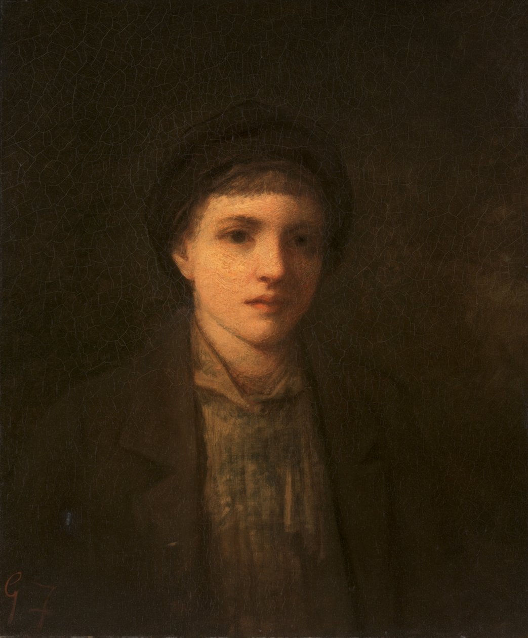 Tête de garçon (huile sur toile) - George Fuller
