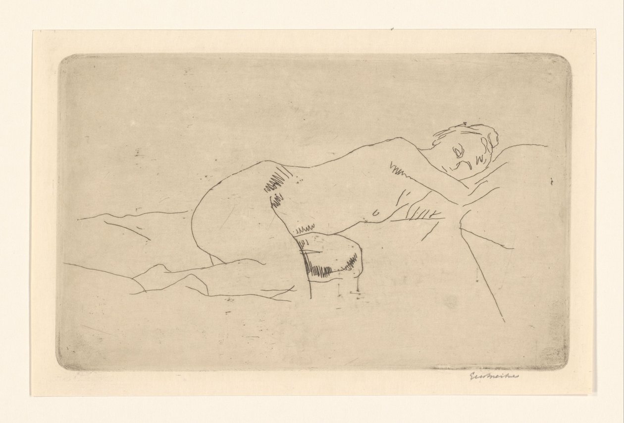 Nu féminin allongé - George Hendrik Breitner (signed by artist)