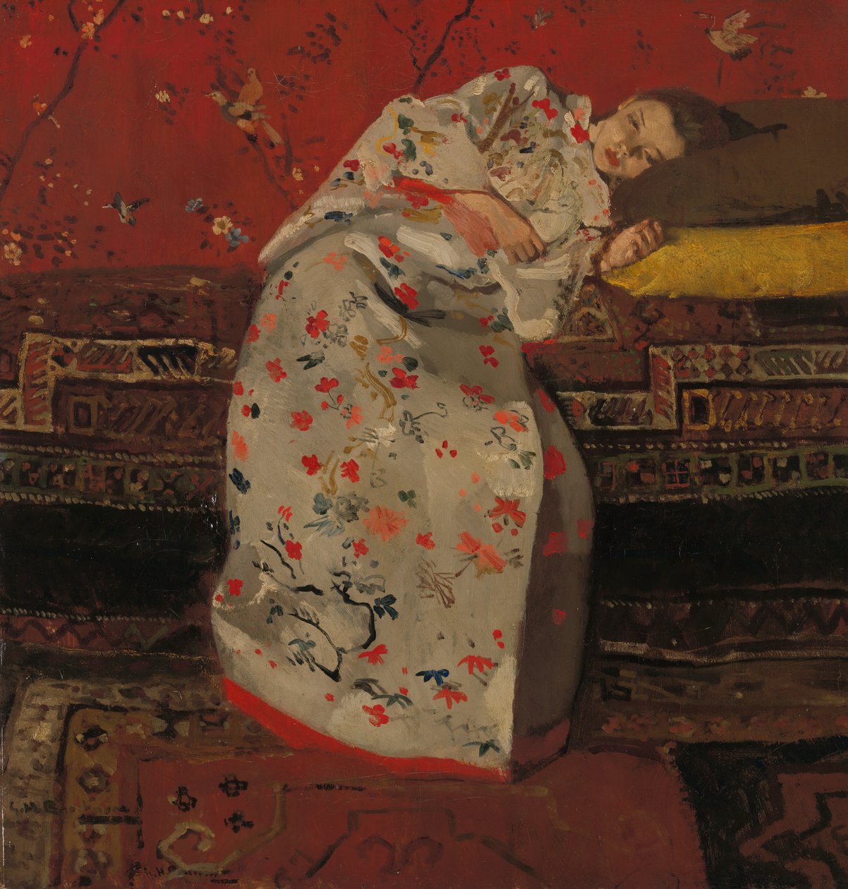 Dutch : Meisje in witte kimono Fille en kimono blanc - George Hendrik Breitner