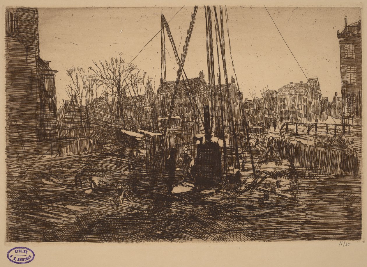 Scène dans une ville néerlandaise avec une sonnette de battage au premier plan - George Hendrik Breitner