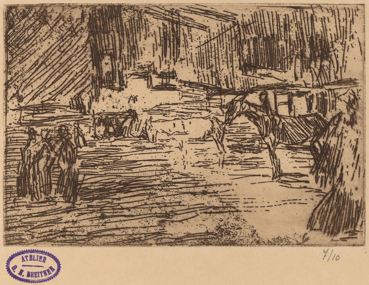 Scène avec chevaux debout dans un ruisseau - George Hendrik Breitner
