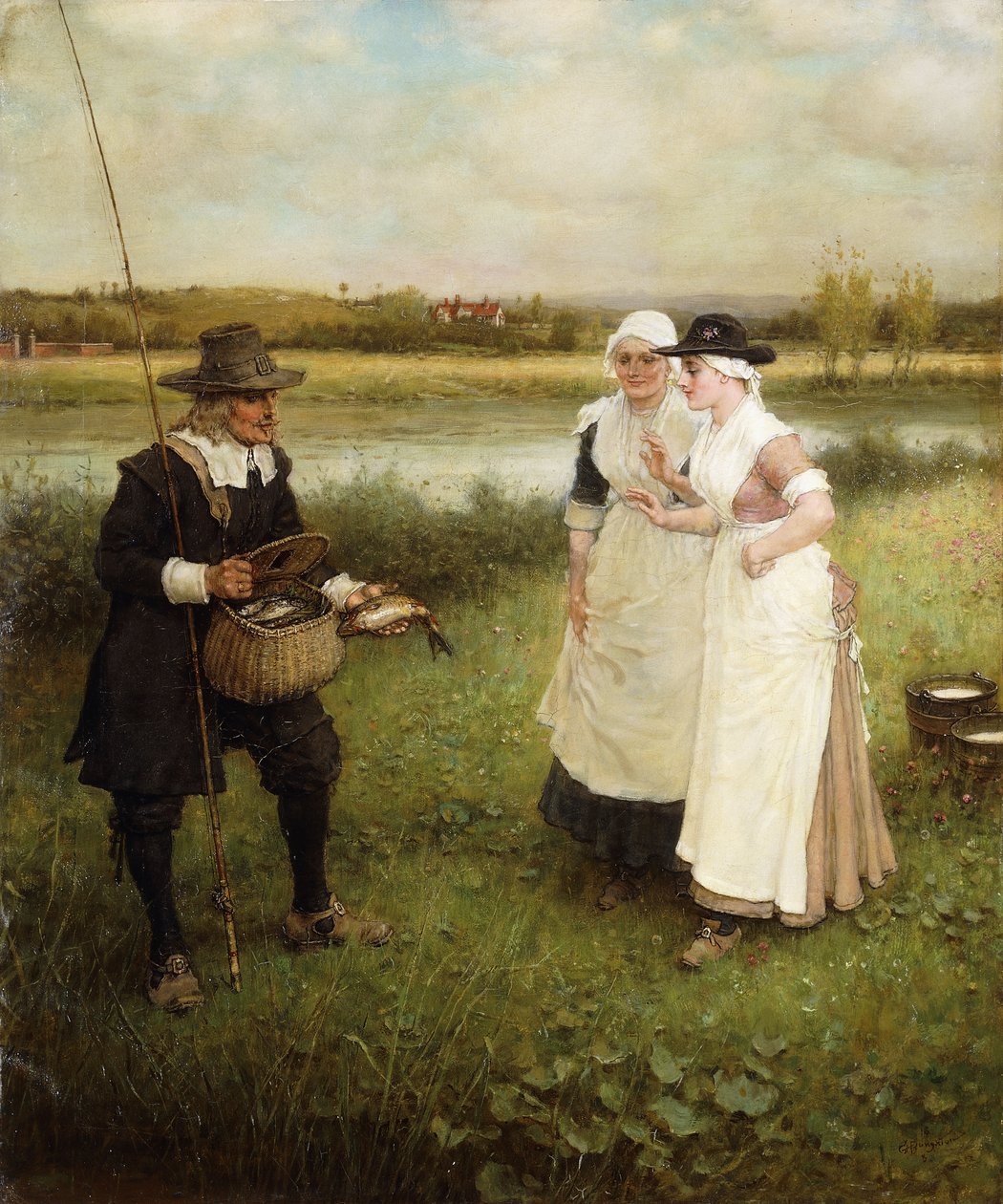 Isaac Walton et les laitières - George Henry Boughton