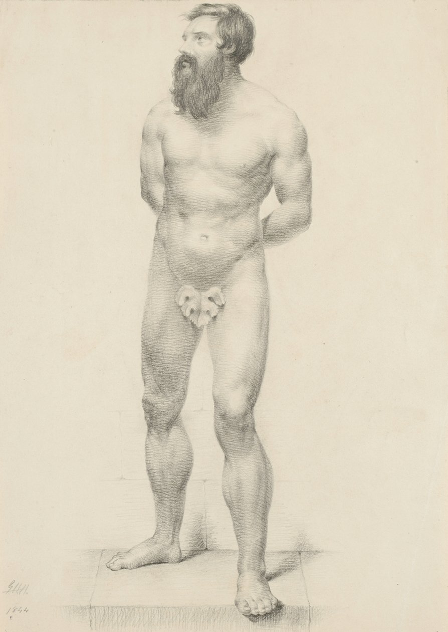 Sans titre - Nu masculin debout avec feuille de figuier, 1844 - George Henry Hall