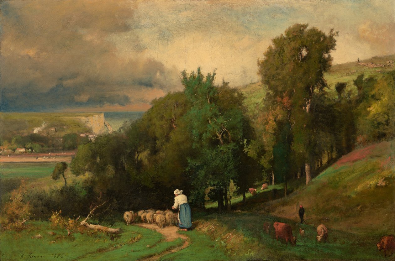 À flanc de colline à Étretat - George Inness