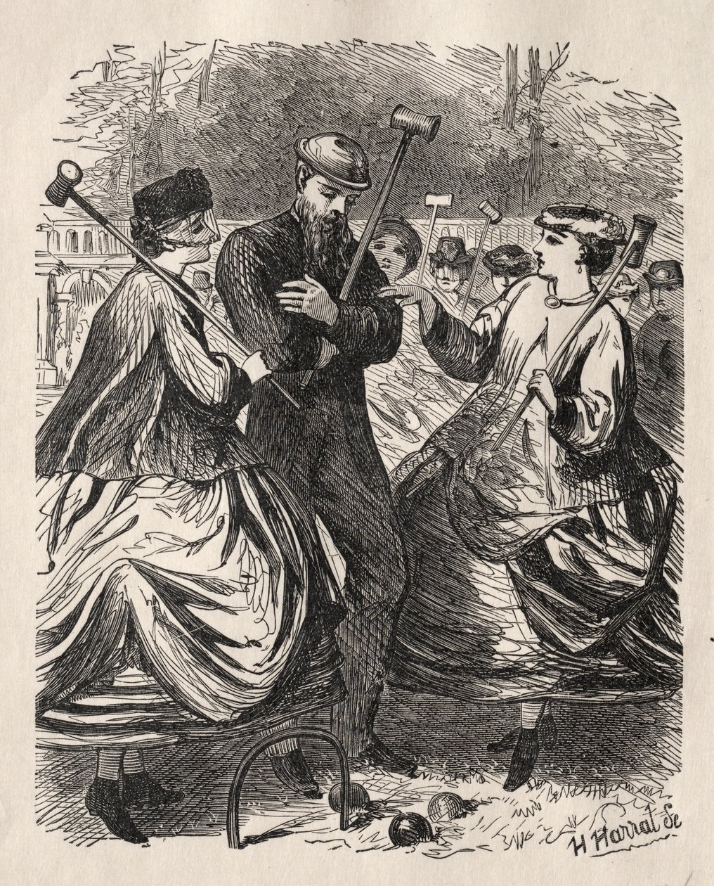 Notre partie de croquet, 1864 - George Louis Palmella Busson Du Maurier
