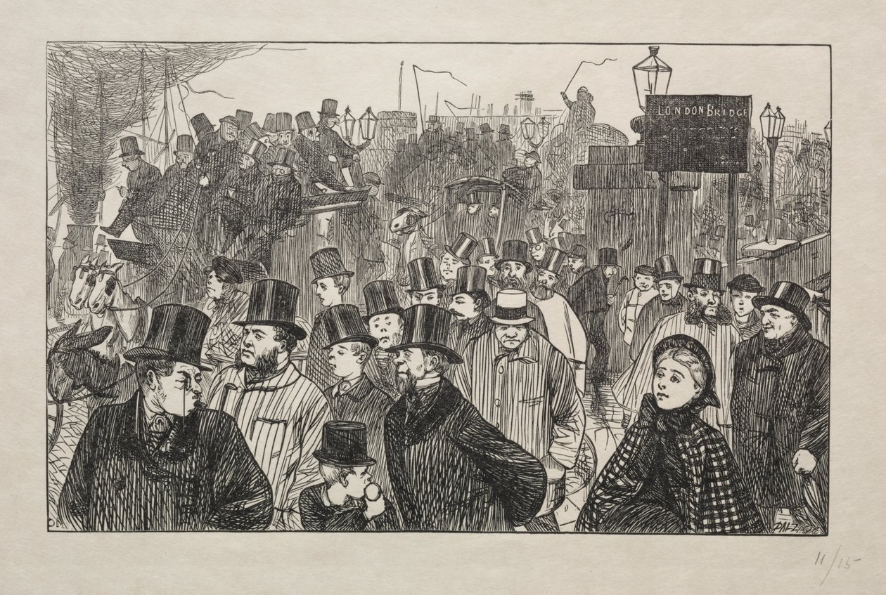 Le Courant Vivant au Pont de Londres - Sur le Pont - George Louis Palmella Busson Du Maurier