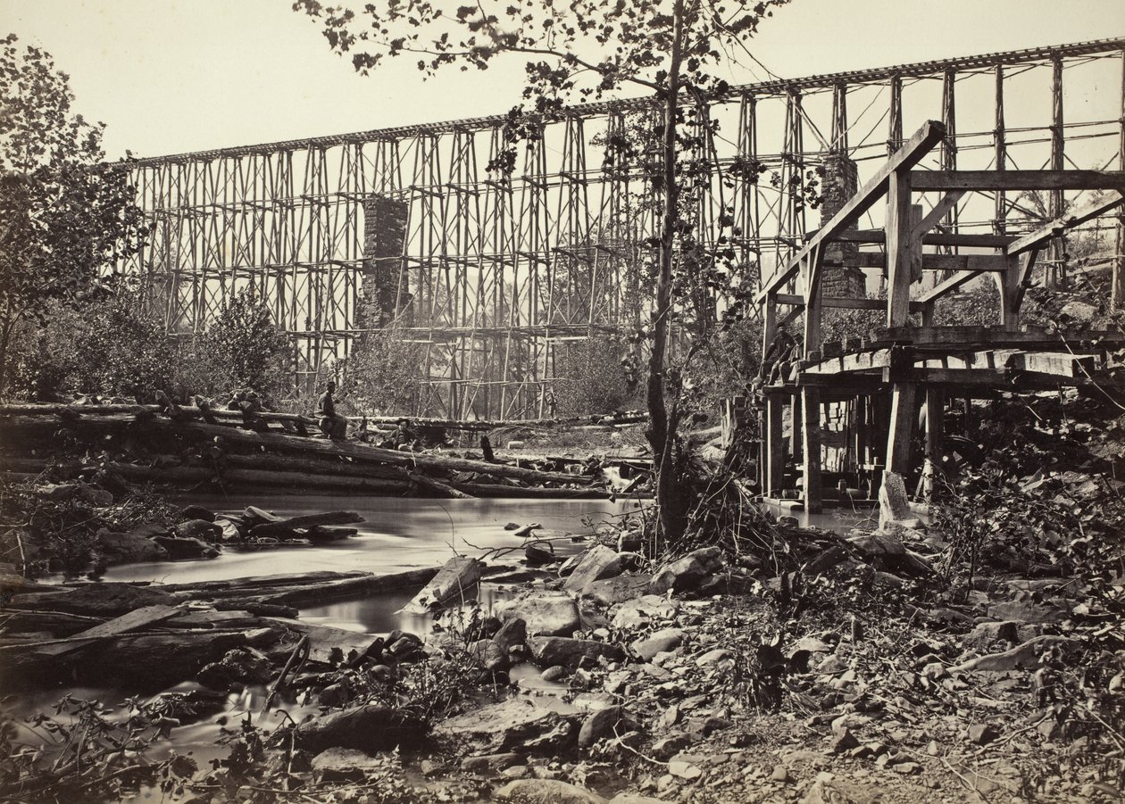 Pont à chevalets à Whiteside - George N. Barnard