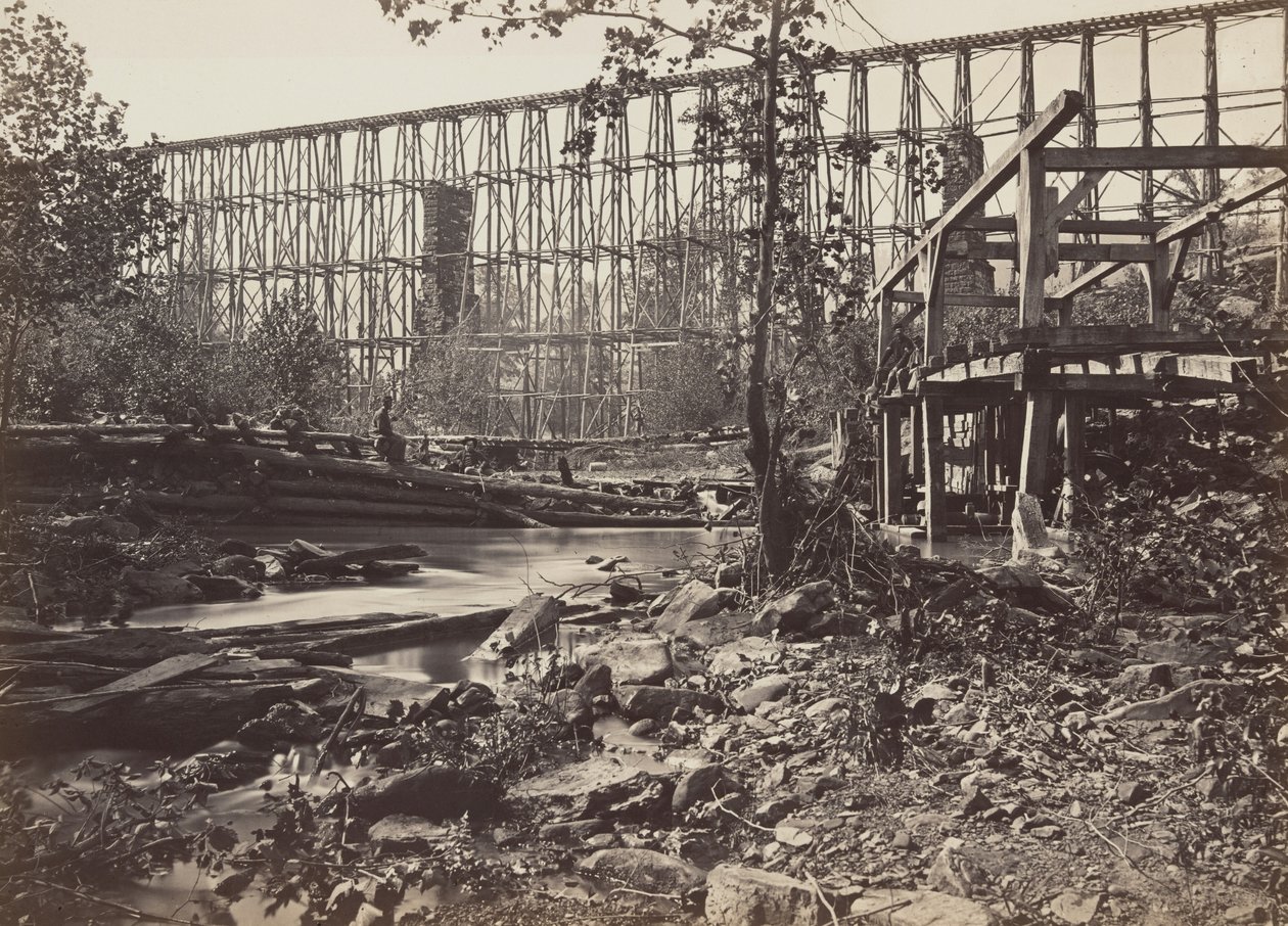 Pont à chevalets à Whiteside - George N. Barnard