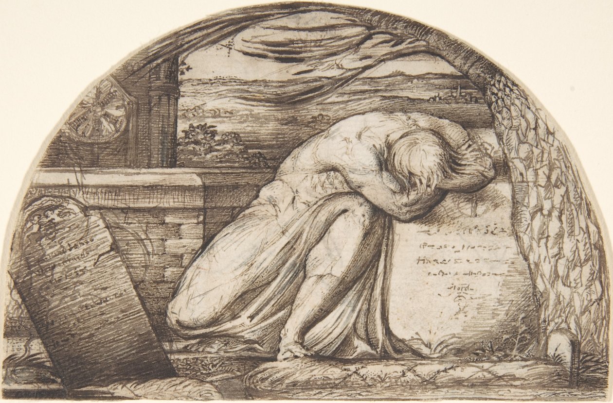 Une figure pleurant sur une tombe - George Richmond