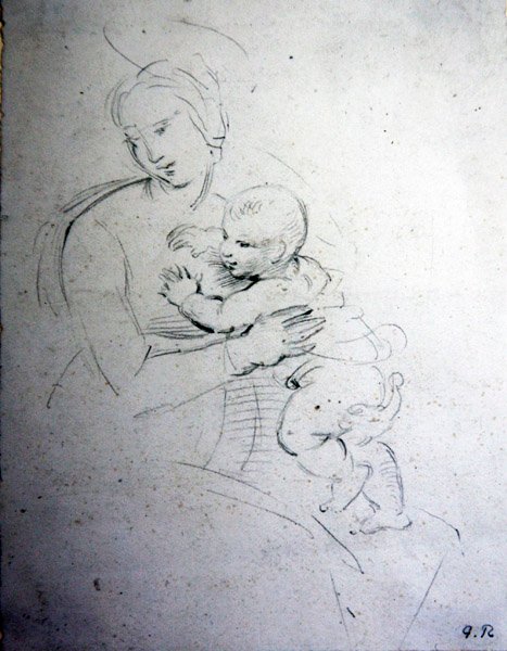 Une mère et son enfant - étude pour les Anciens - George Richmond