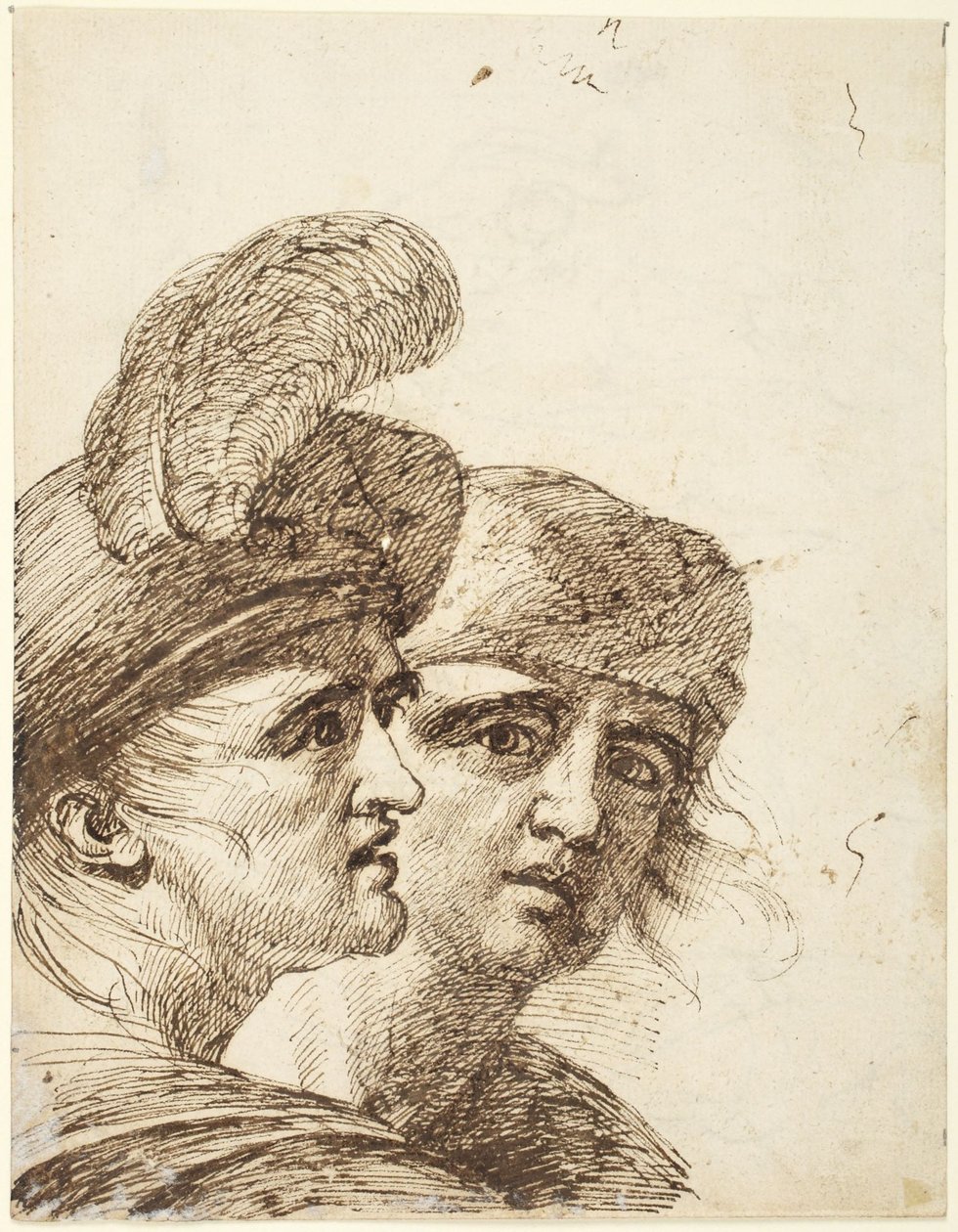 Les têtes de deux hommes  (verso : Étude pour « L