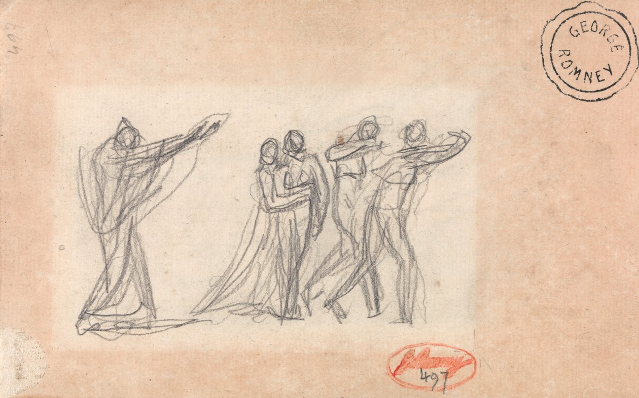Possiblement un personnage prononçant une malédiction sur un groupe - George Romney