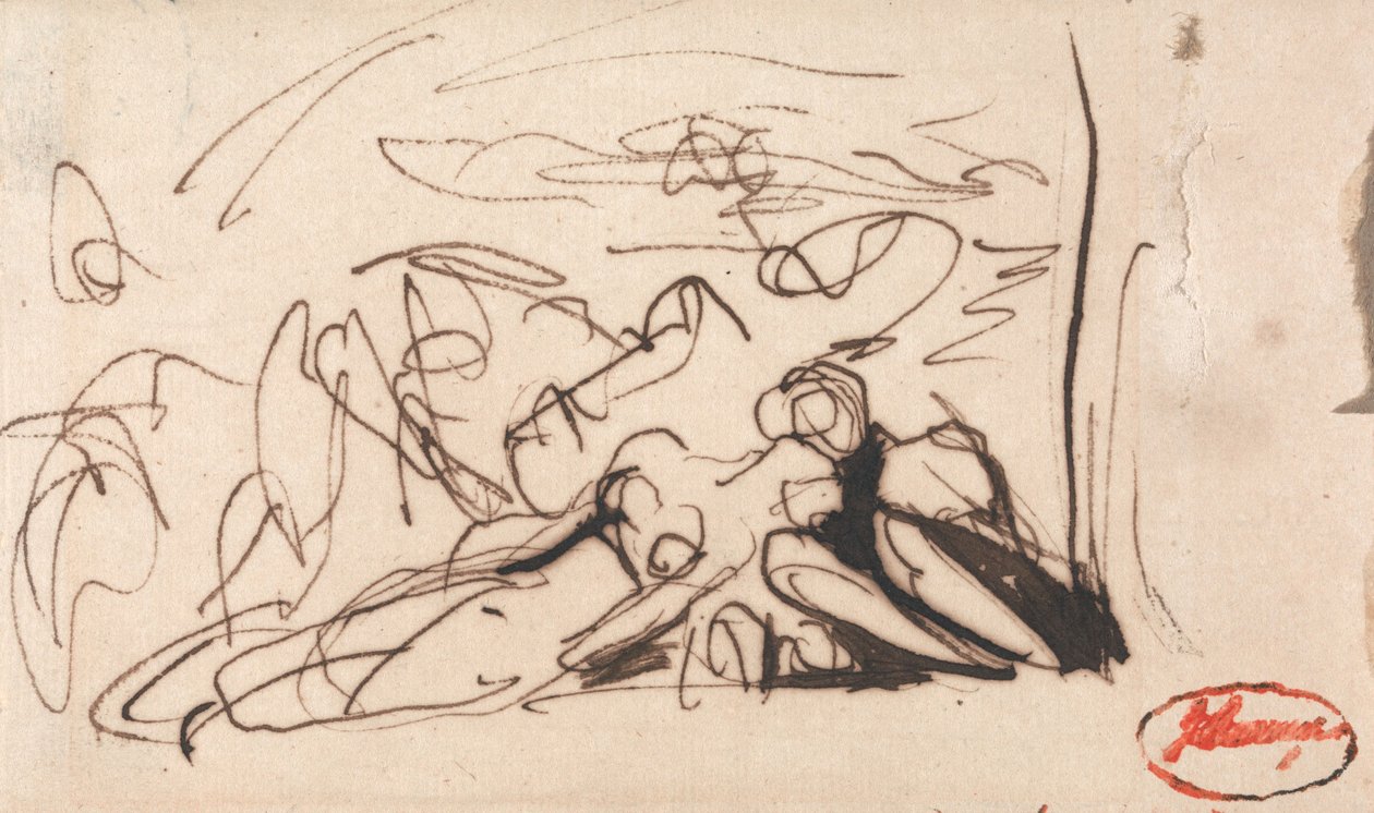 Femme prosternée, entourée de deux personnages - George Romney
