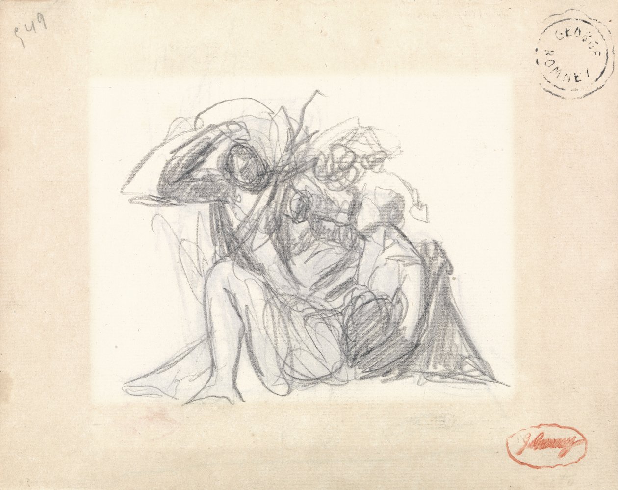Femme allongée et autres figures - George Romney