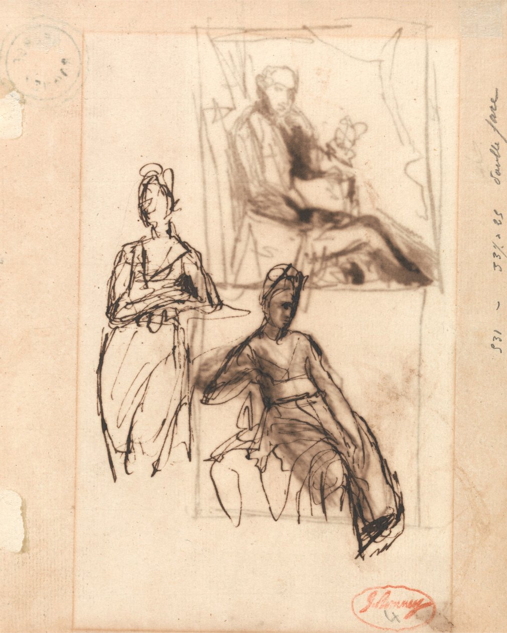 Un homme assis et une femme assise - George Romney