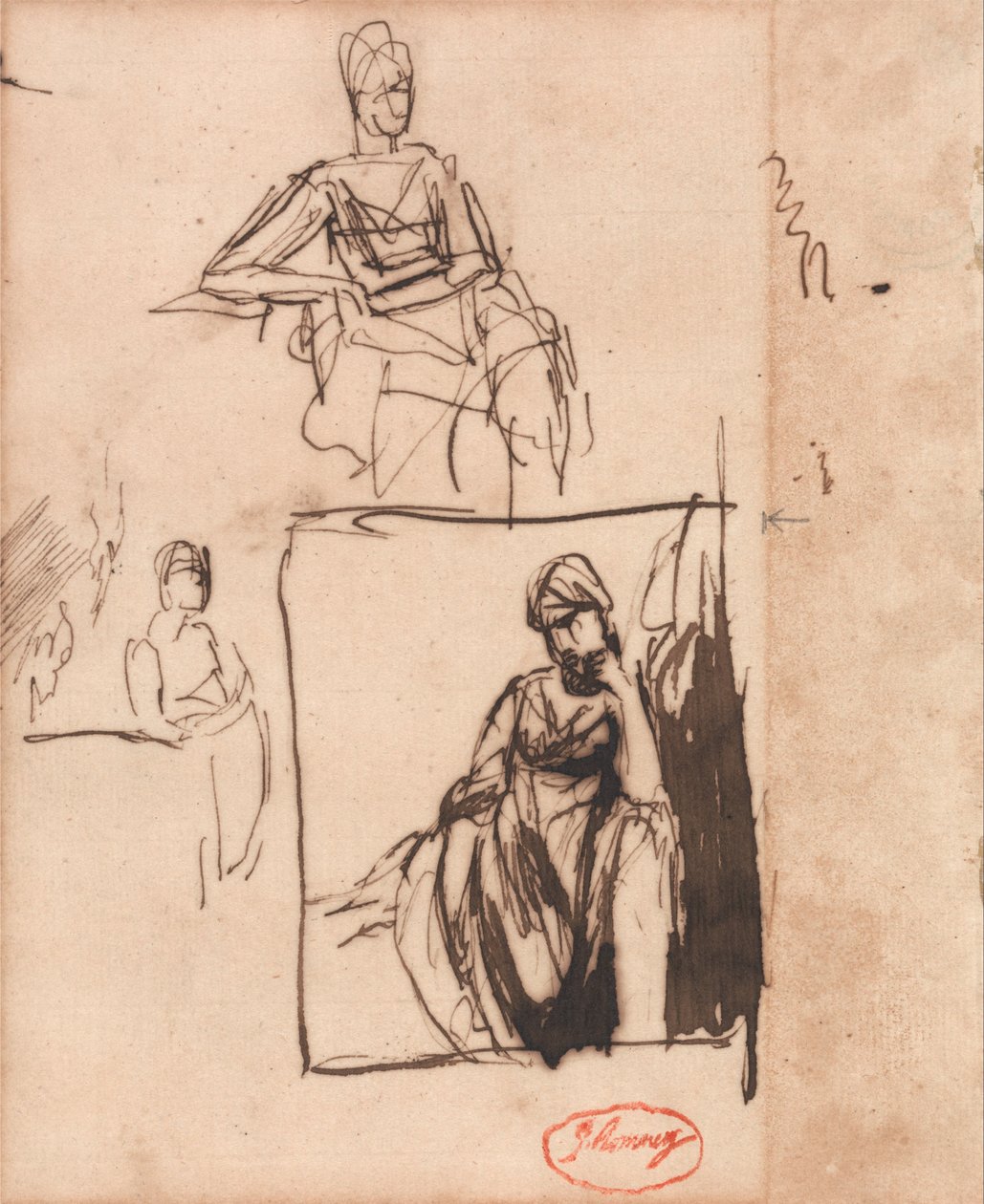 Femme assise : Trois poses - George Romney