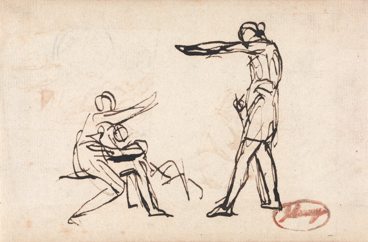 Personnage debout menaçant une mère et son enfant - George Romney