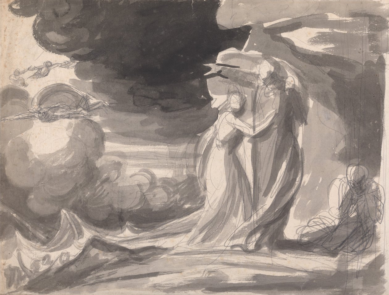 Étude pour la scène du naufrage, *La Tempête* : Prospero et Miranda - George Romney