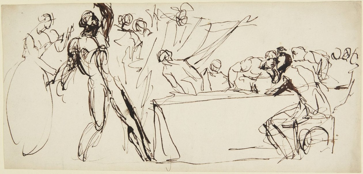 Étude du fantôme de Banquo dans la scène du banquet de *Macbeth* - George Romney