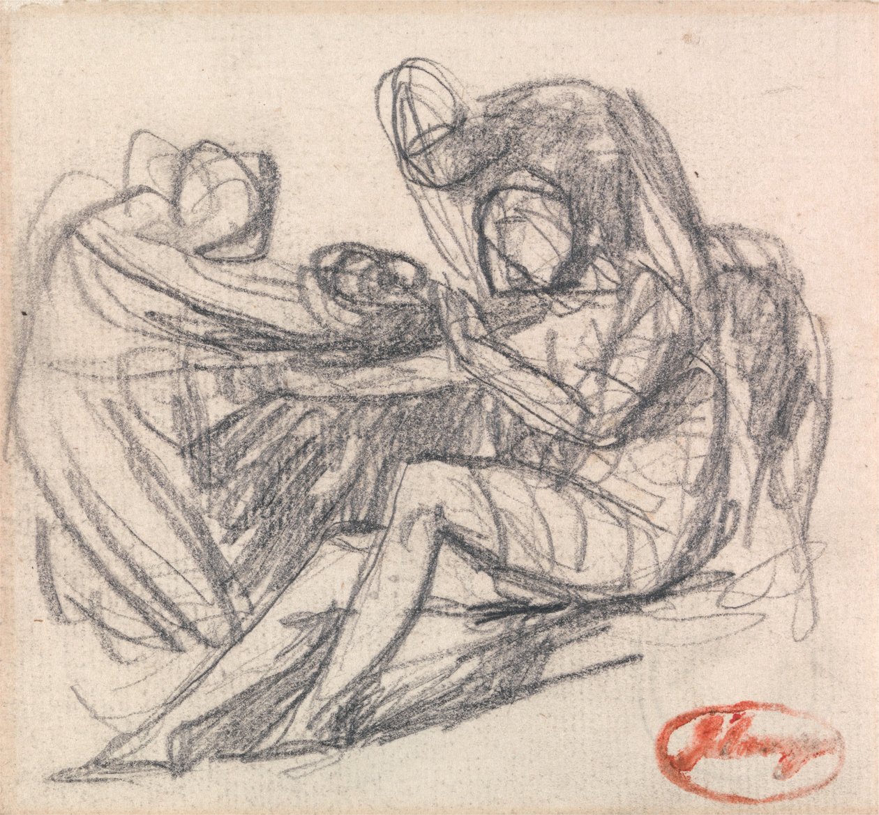 Deux personnages venant en aide à un personnage assis - George Romney