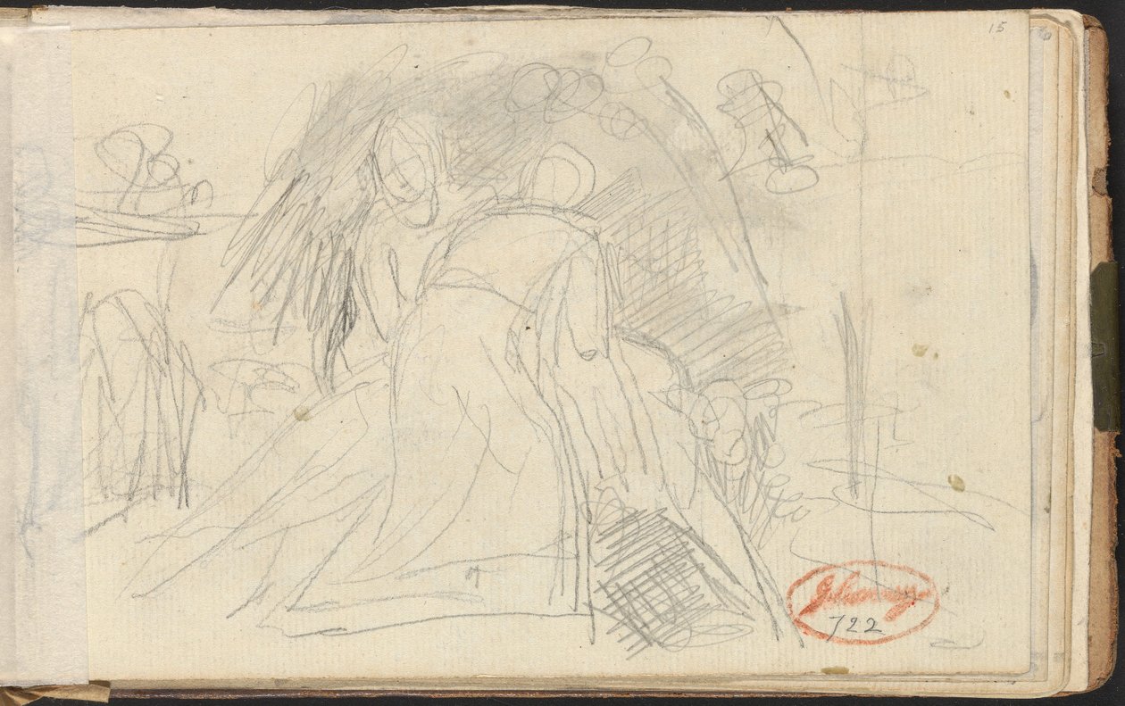 Deux personnages soulevant un personnage allongé - George Romney