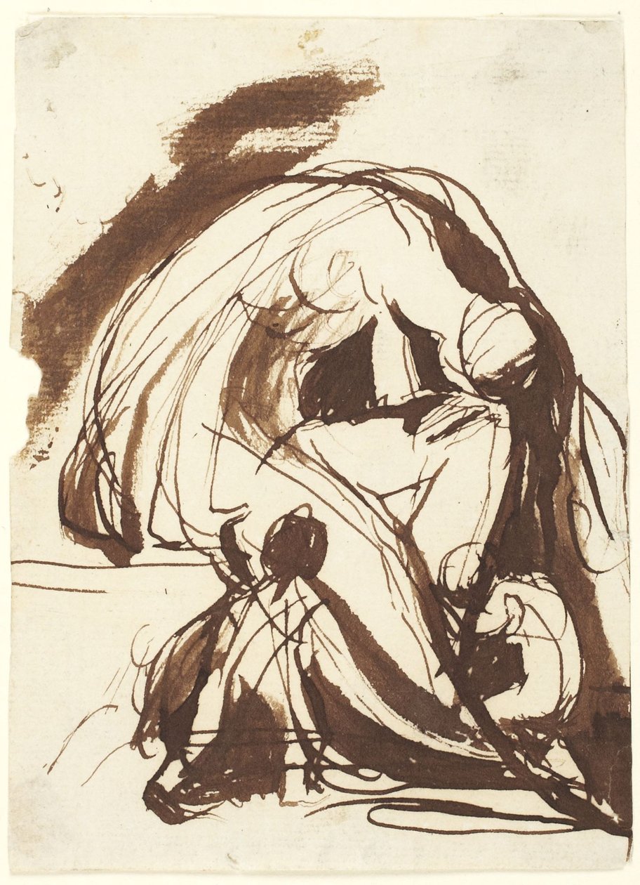 Femme en deuil avec ses deux enfants - George Romney