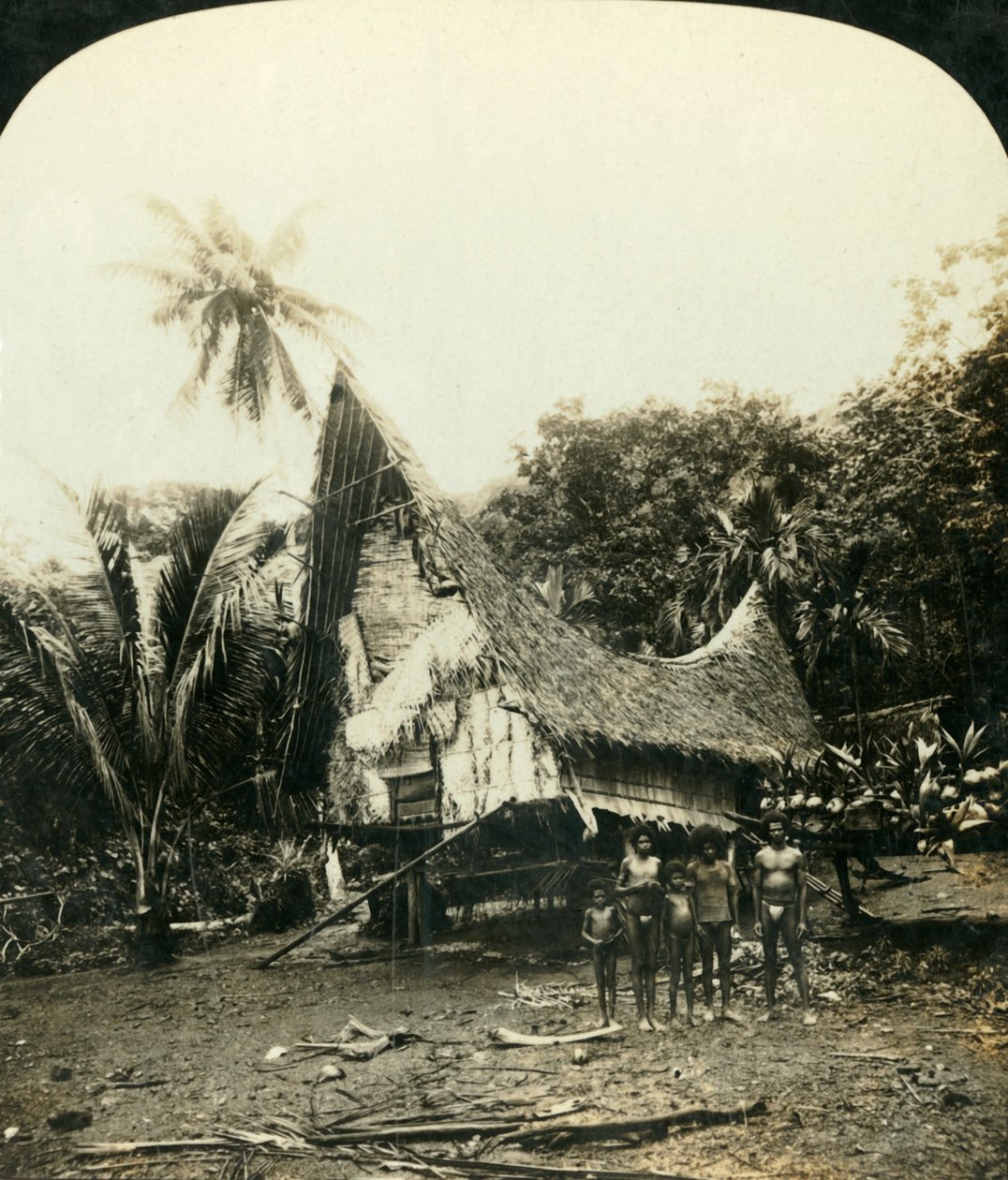 Une hutte indigène, Sariba, Nouvelle-Guinée britannique, vers 1909 - George Rose